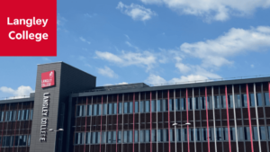 A landscape view of the Langley College building